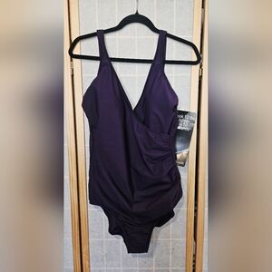 NWT - Miraclesuit Deep Purple One Piece Swimsuit Size 18